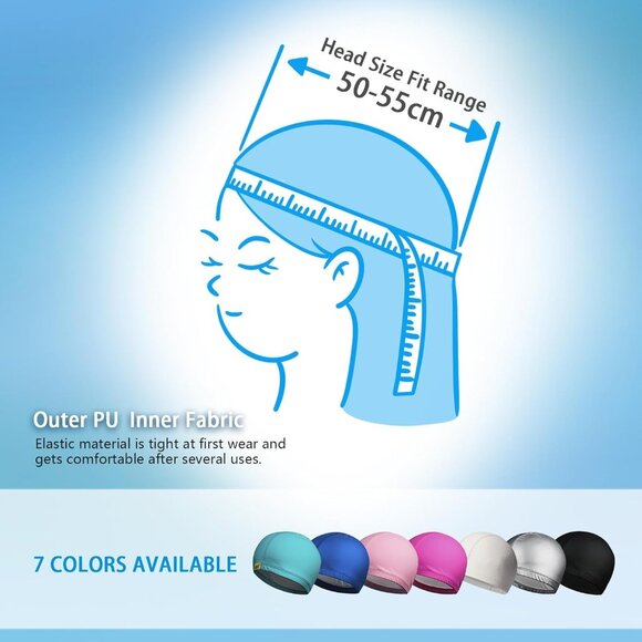 Unisex Swim Cap for Long Hair PU Fabric Hairnet Swimming Caps Anti-Slip - Picture 5 of 6